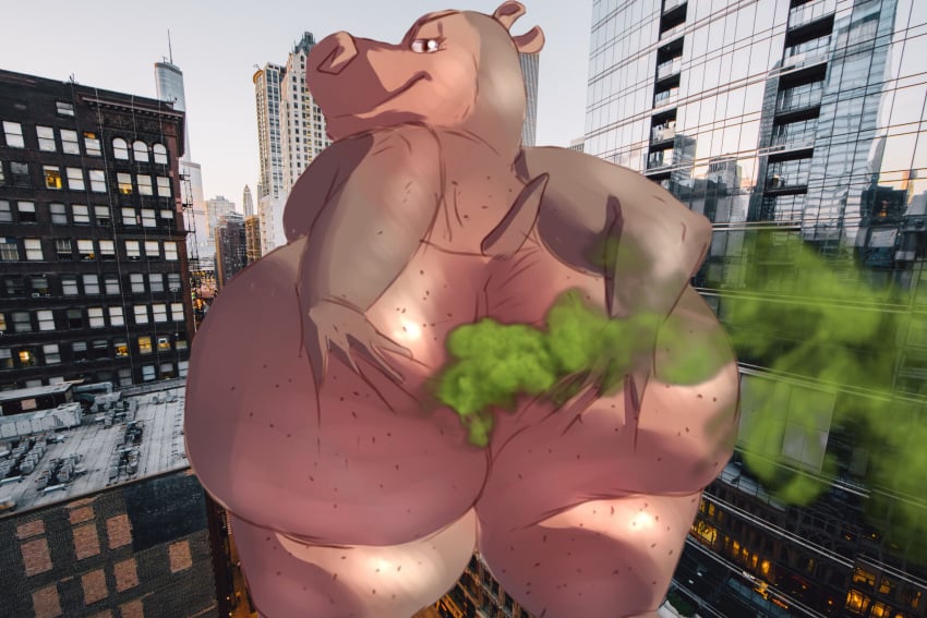 anthro anus ass_cheeks ass_spread bbw big chunky city dreamworks ears evil_smile fanart fart female_only furaffinity gas gassy giantess gloria_the_hippopotamus high-angle_view highres hippo hippopotamid hippopotamus huge_ass macro madagascar_(series) mammal new_york_city ph0220_(artist) photoshop plumpy pov round sb127 shapely smirk solo tail thighs wallpaper