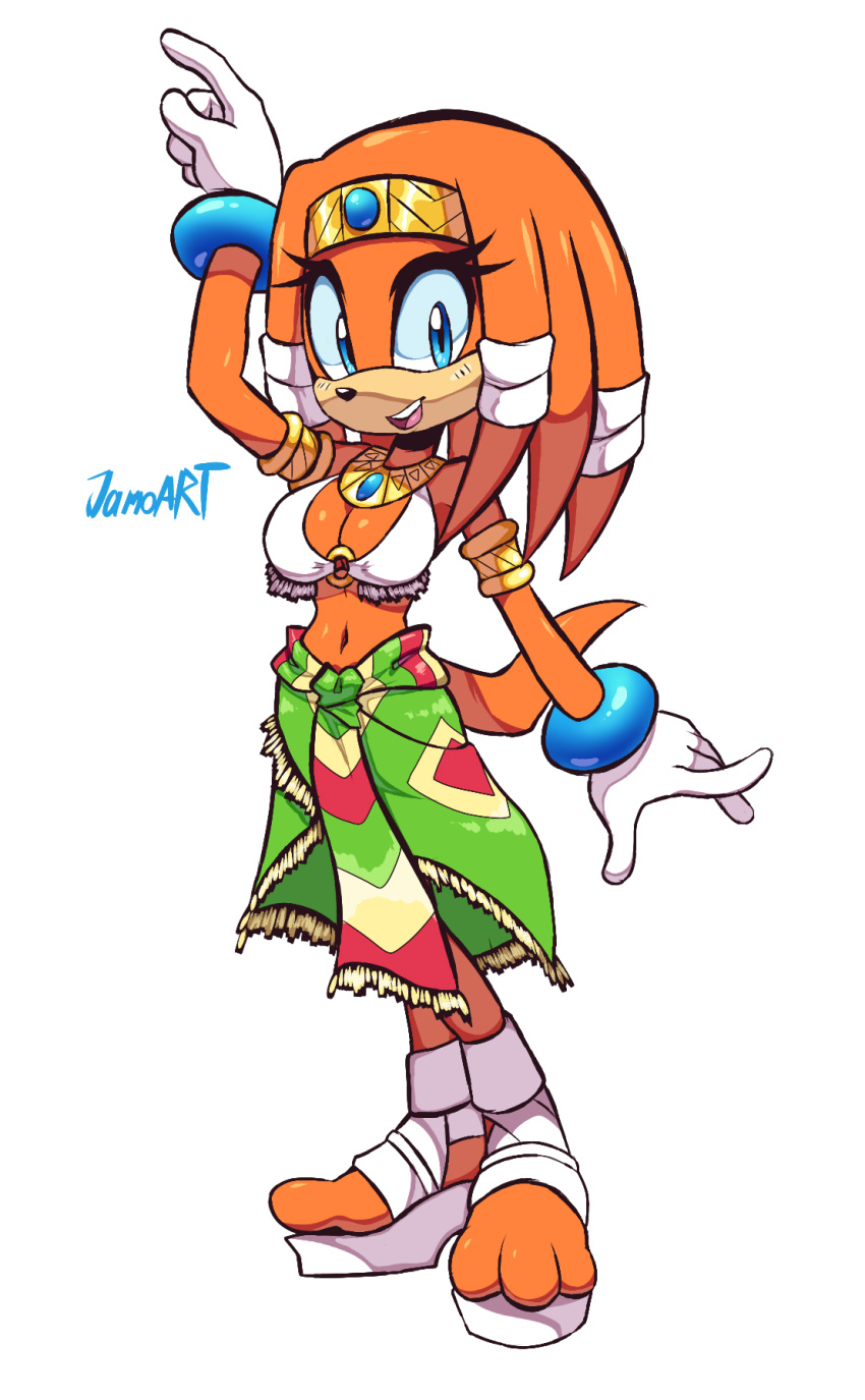 1girls anthro blue_eyes clothed echidna female female_only jamoart midriff orange_fur sega smile solo sonic_(series) sonic_the_hedgehog_(series) tagme tikal_the_echidna