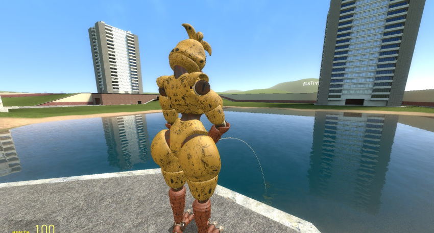 3d boobs breasts chica_(fnaf) five_nights_at_freddy's five_nights_at_freddy's_4 fnaf garry's_mod nightmare_chica nightmare_chica_(fnaf) peeing robot tagme yellow_body