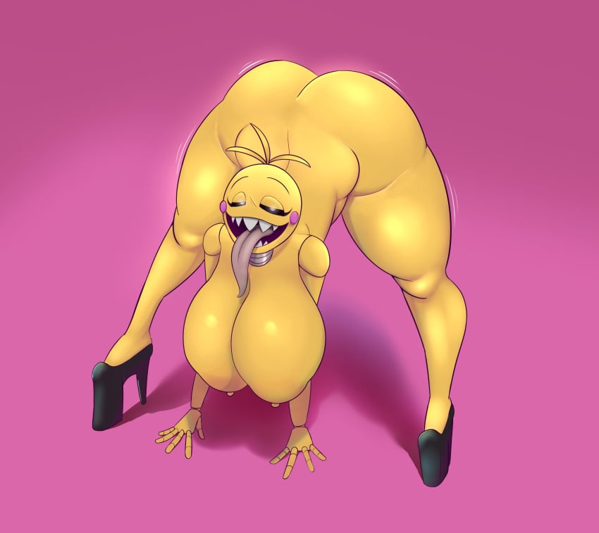 1girls animatronic anus ass big_ass big_breasts big_butt downward_dog fat_ass female female_only five_nights_at_freddy's five_nights_at_freddy's_2 fnaf heart-shaped_pasties high_heels huge_breasts large_ass large_breasts looking_at_viewer naked_footwear navel nude open_mouth pasties peace_sign platform_heels rexonance scottgames sharp_teeth solo solo_focus tagme thick_ass thick_thighs thighs tongue tongue_out toy_chica_(cyanu) toy_chica_(fnaf) wide_hips yellow_body yellow_skin