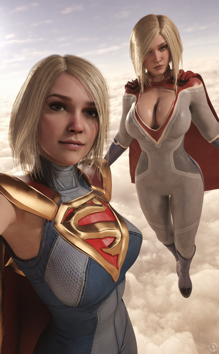 2girls 3d alf3d alien alien_female alien_girl alien_humanoid alien_look_like_human alien_only big_breasts blender blonde blonde_female blonde_hair blue_eyes boob_window cape cleavage cleavage_cutout curvaceous curvy curvy_body curvy_female curvy_figure dc dc_comics female female_alien female_focus female_only female_superhero flying full_body fully_clothed humanoid humanoid_only injustice_2 kara_zor-el karen_starr kryptonian leotard light-skinned_female light_skin looking_at_viewer looking_pleasured netherrealm_studios no_humans outdoors pleasure_face power_girl power_girl_(injustice) seducing seducing_viewer seduction seductive seductive_eyes seductive_look seductive_smile selfie short_hair solo supergirl supergirl_(injustice) superheroine superman_(series) tagme taking_photo taking_picture taking_selfie tight_clothes tight_clothing tight_suit