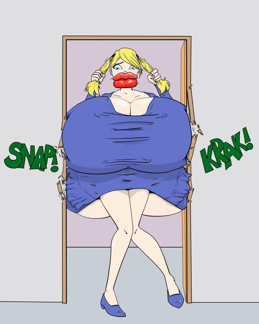 about_to_burst ass_built_separately ass_expansion breaking_door_frame breast_expansion colored hourglass_expansion hyper_ass hyper_breasts immortaltom inflation keri leprechaun_(series) lip_expansion stuck_in_door tagme twintails veiny_breasts veiny_butt