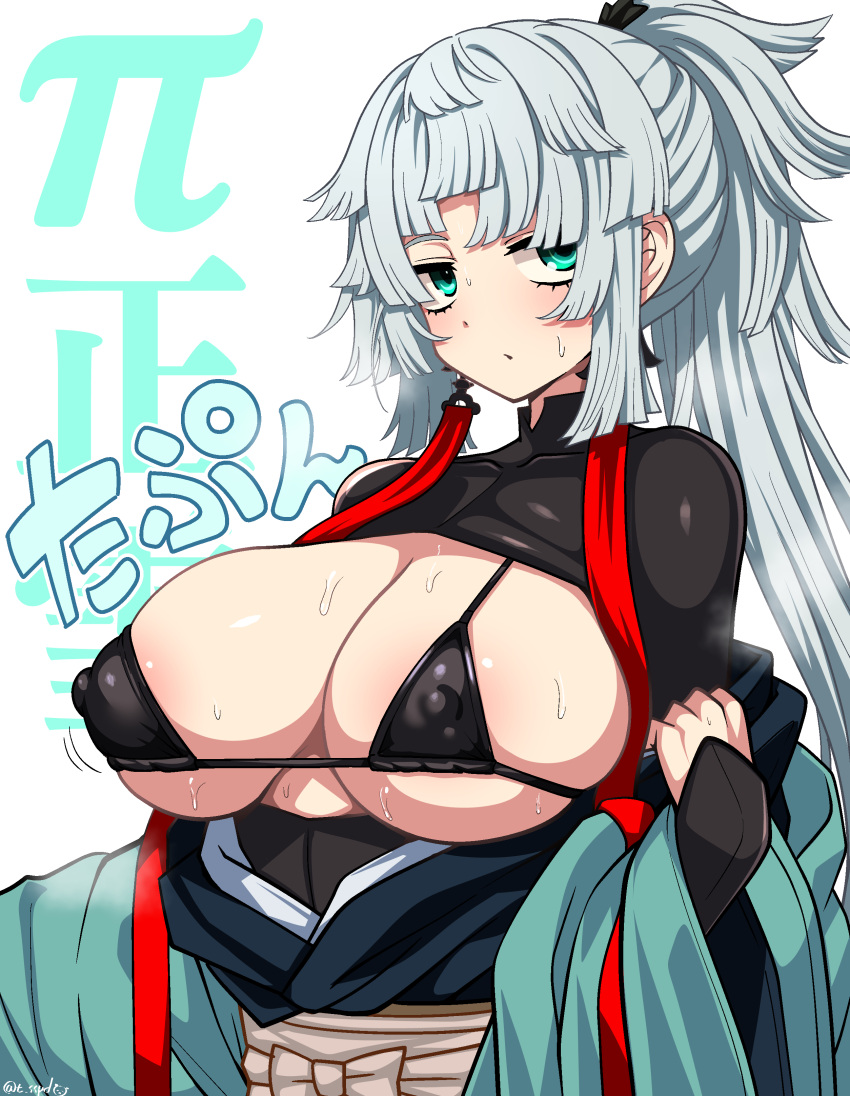 1girls alternate_breast_size bikini_top breasts fate/grand_order fate/samurai_remnant fate_(series) female hi_res huge_breasts light-skinned_female light_skin long_hair naughty_face sekai_saisoku_no_panda sweat sweaty_body thick_thighs white_hair wide_hips yui_shousetsu_(fate)