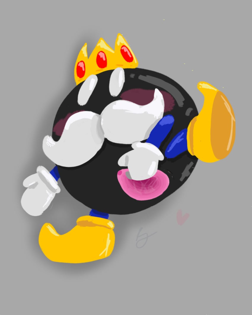 2024 animate_inanimate black_body blush bodily_fluids cuntboy genital_fluids genitals hi_res intersex king_bob-omb kitkiy mario_(series) nintendo pussy pussy_juice solo spread_pussy spreading