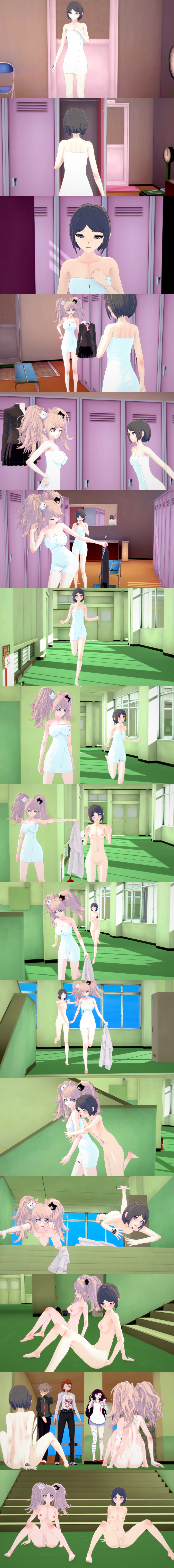 3d accidental_exposure anus ass breasts danganronpa embarrassed embarrassed_nude_female enf female junko_enoshima koikatsu mukuro_ikusaba pussy tagme ultimateenf