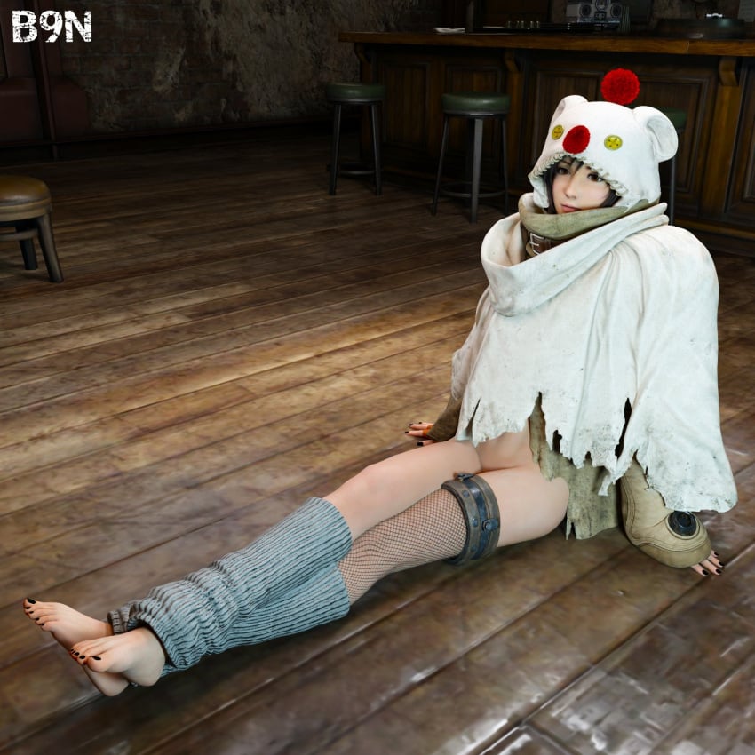 3d b9n barefoot black_nail_polish feet female female_only final_fantasy final_fantasy_vii final_fantasy_vii_remake foot_fetish moogle_costume petite_female square_enix teenager yuffie_kisaragi