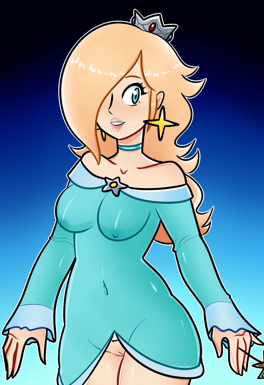 1girls felinicanarchy female female_focus female_only highres lingerie lingerie_only mario_(series) medium_breasts nightgown nintendo nipples_visible_through_clothing partially_clothed pinup princess_rosalina pussy see-through see-through_clothing self_upload super_mario_galaxy