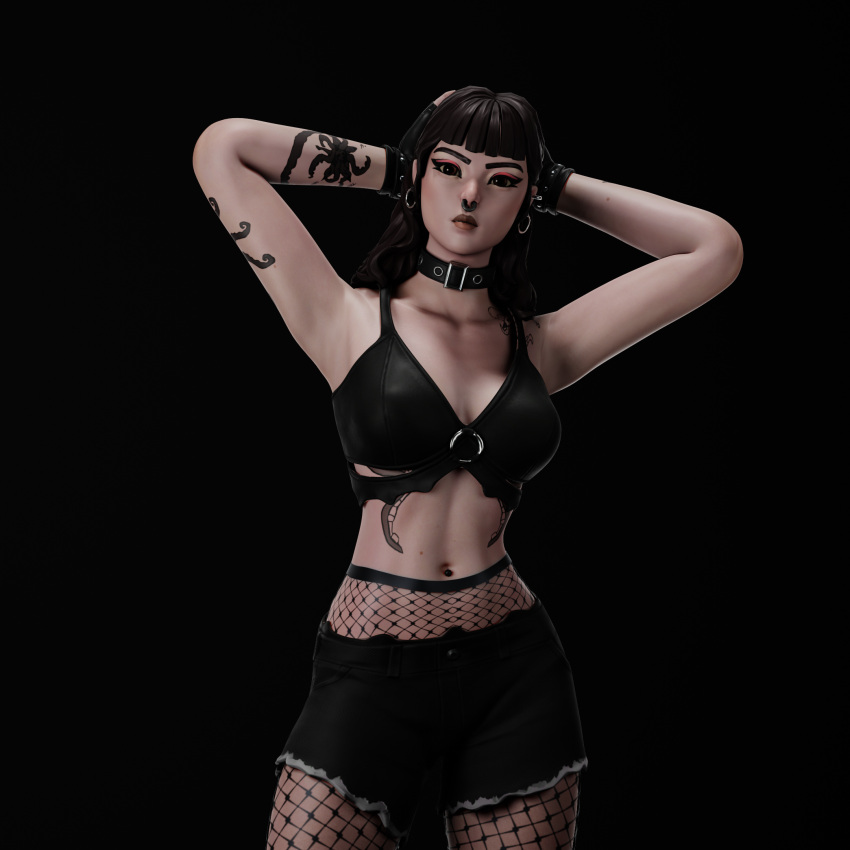 1girls 3d ass athletic athletic_female big_breasts breasts bust busty chest cleavage collar curvaceous curvy digital_media_(artwork) ear_piercing epic_games female female_focus fishnet_legwear fishnets fit fit_female fortnite goth goth_girl hair hands_behind_head hips hourglass_figure huge_breasts human legalshotax3 legs light-skinned_female light_skin lips navel_piercing nishikt nose_ring phaedra_(fortnite) shorts slim slim_figure slim_waist tattoo thick thick_legs thick_thighs thighs waist wide_hips