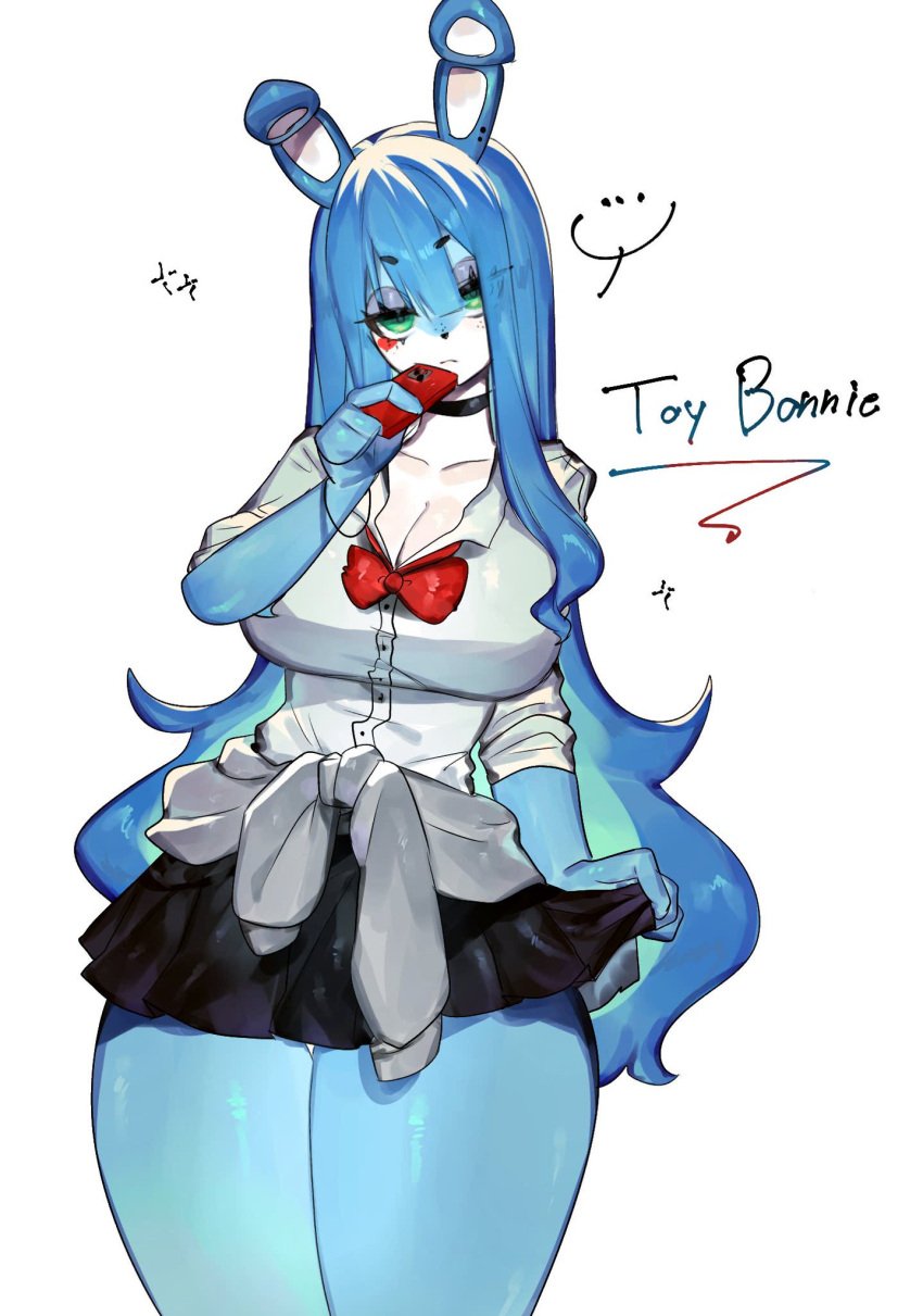 1girls 2020s 2023 2d 2d_(artwork) 4_fingers 5_fingers animal_ear animal_ear_fluff animal_ears animal_humanoid animatronic anthro anthro_only anthrofied background belly big_boobs big_breasts big_hips big_tits blue_body blue_fur blue_hair boobs bow_ribbon bow_tie bowtie breasts bunny bunny_ear bunny_ears bunny_girl bunnygirl button buttons cleavage cleavage_cutout closed_mouth clothed clothed_female clothes clothing colored cropped cropped_legs curvy curvy_body curvy_female curvy_figure curvy_thighs ear ears ears_up eyes_half_open eyes_open fanart female female_only fingers first_person_perspective first_person_view five_nights_at_freddy's five_nights_at_freddy's_2 fnaf fur furry furry_breasts furry_female furry_only girl green_eyes hair half-closed_eye half-closed_eyes hips holding holding_object holding_phone hourglass_figure humanoid jacket_around_waist japanese_clothes japanese_clothing long_hair long_hair_female looking_at_viewer mammal mammal_humanoid mouth mouth_closed multicolored_body multicolored_fur multicolored_hair neck neck_ribbon neckwear no_dialogue no_humans non-human nsfw phone pov pov_eye_contact rabbit rabbit_ears rabbit_girl rabbit_humanoid reveal revealing revealing_breasts revealing_clothes revealing_clothing revealing_outfit school_girl school_uniform schoolgirl schoolgirl_uniform scott_cawthon scottgames shiny shiny_breasts shiny_clothes shiny_hair shiny_legs shiny_skin simple_background skin skirt slim slim_girl solo suggestive suggestive_look text thick_thighs thighs tits toge toge77789 togetoge toy_bonnie_(fnaf) two_tone_body two_tone_fur two_tone_hair voluptuous voluptuous_female white_background wide_thighs woman