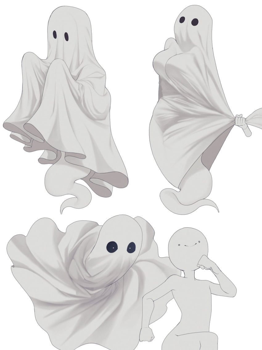 angry bedsheet_ghost breasts ghost ghost_girl halloween mrfishcorpse original_character pulling_clothing sheet_grab tagme thick_thighs tight_clothing wide_hips