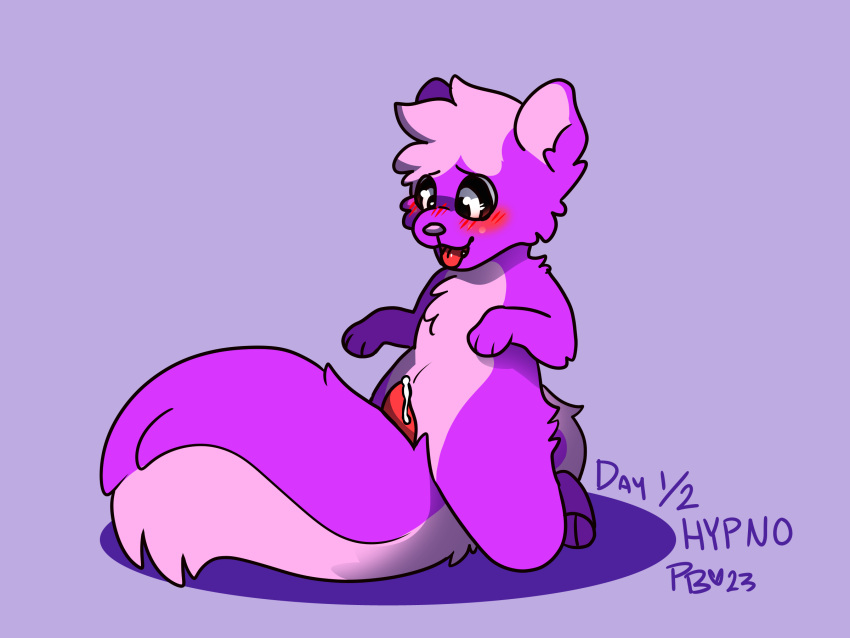 anthro blush fur hi_res hypnosis kylie_(synthet1c) male male/male mammal masturbation mephitid mind_control no_hands open_mouth purple_body purple_fur rubbing_penis skunk solo synthet1c