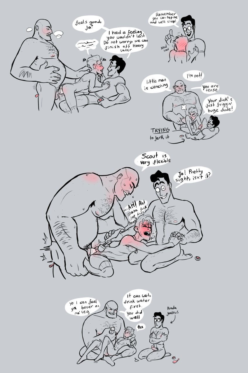 1cuntboy 3boys blushing blushing_profusely canon_couple cheating cheating_boyfriend cheating_husband checking_on_partner comic consensual cuckold cuntboy cuntboy_penetrated cute dialogue english_text gay gray_background handholding hands_holding heavy_(team_fortress_2) heavy_breathing heavy_weapons_guy holding_hands humor intersex loving_couple male male/male male_only medic medic_(team_fortress_2) nebulabunny nebulousmedic panting penetration romantic_couple scout scout_(team_fortress_2) simple_background socks supporting supporting_partner team_fortress_2 thighhighs threesome twink uncensored vaginal vaginal_penetration vaginal_sex vibrator wholesome yaoi