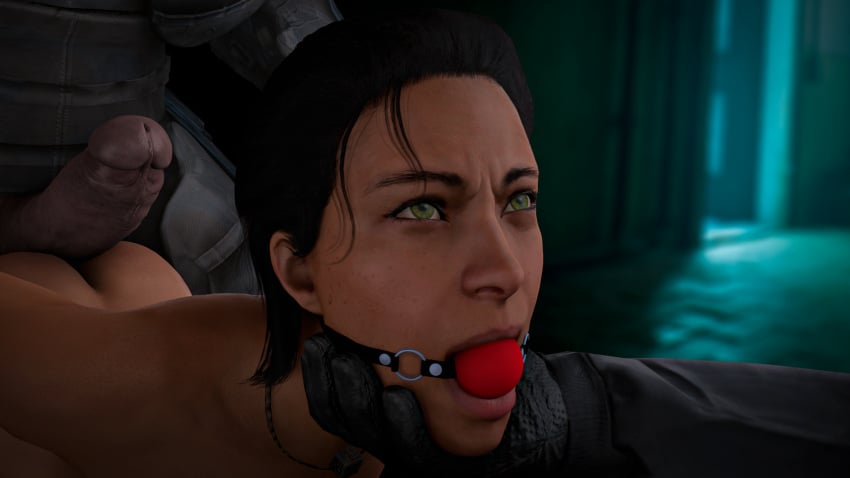 1girls 2boys 3d alyx_vance ball_gag black_hair combine combine_soldier defeated defeated_heroine faceless faceless_male female femsub frown gag gagged grabbing grabbing_from_behind green_eyes half-life half-life:_alyx half-life_2 hand_on_another's_chin image imminent_penetration imminent_rape looking_up male maledom multiple_boys necklace nude nude_female nude_female_clothed_male penis penis_on_ass red_ball_gag scp-069 sfm source_filmmaker