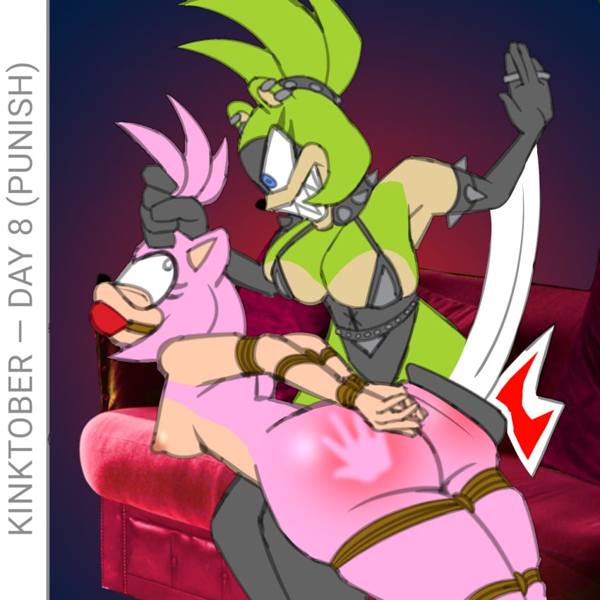 2girls amy_rose ass ass_focus ball_gag behind_view bent_over big_ass bondage bound bound_arms bound_legs butt_focus curvy face_against_ass female female_face_near_ass female_only forced from_behind furry furry_only gag gagged green green_body green_fur green_skin idw_comics idw_publishing lolguyboy looking_back lying_on_lap mobian_(species) naked naked_female pink pink_body pink_fur pink_skin rope rope_between_breasts rope_bondage sega sideboob simple_background slapping_ass slapping_butt sonic_(series) sonic_the_hedgehog_(comics) sonic_the_hedgehog_(idw) sonic_the_hedgehog_(series) surge_the_tenrec thick_ass thick_thighs thighs tied_arms tied_legs tied_up viewed_from_behind white_outline wide_hips