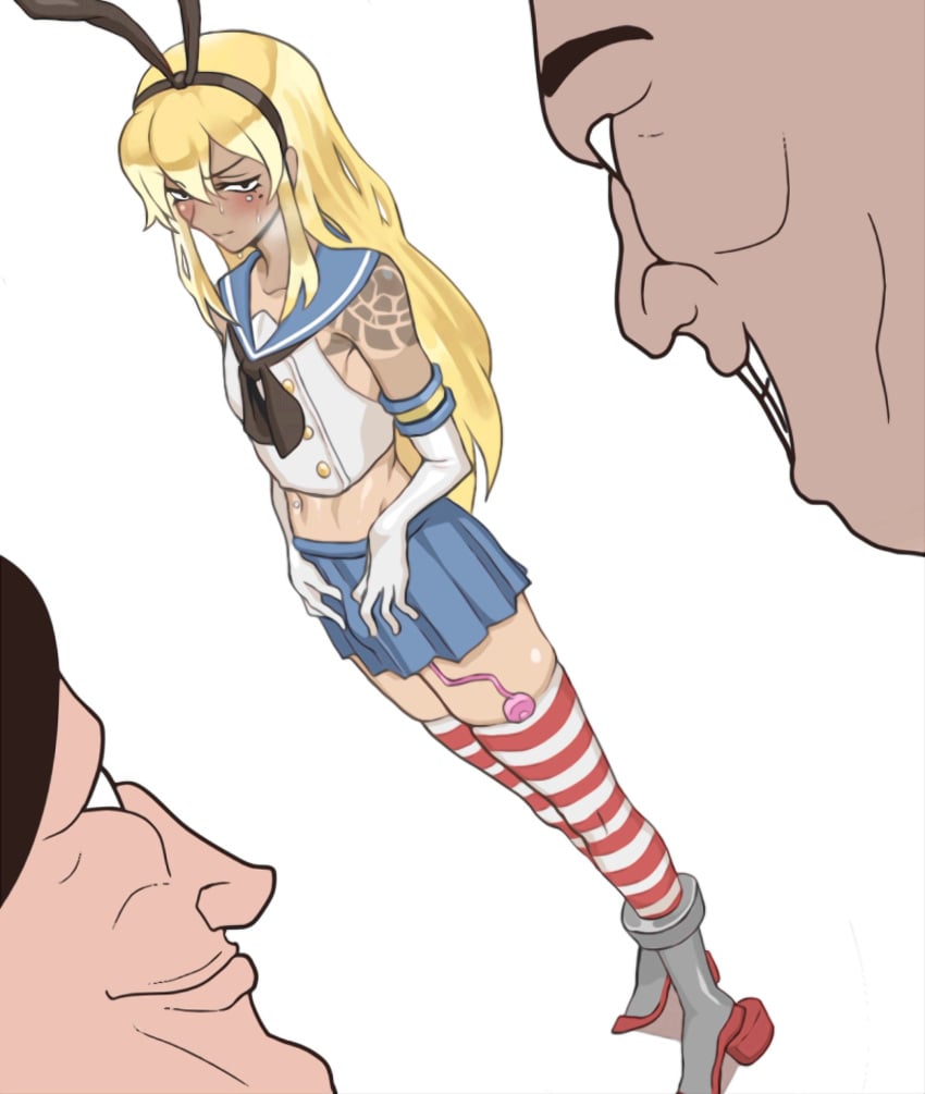 3boys belly belly_button blonde_hair byunsang_(artist) crossdressing embarrassed femboy gloves imminent_sex long_gloves male male_only manhwa mole mole_under_eye old_man older_male piercing sailor_uniform sex_toy shimakaze_(kantai_collection)_(cosplay) simple_background skimpy skimpy_clothes soorim(suicide_boy) steam steaming_body steamy_breath suicide_boy tattoo thighhighs thighs trap uncomfortable vibrator vulcan_(ejel2000) webtoon