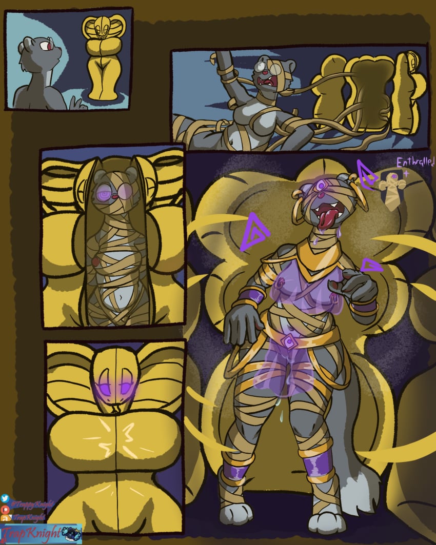 anthro breasts clothing egyptian_clothing female furry hi_res jewelry mammal mind_control mummy mustelid musteline nipples paws piercing possession tagme trapknight true_musteline undead weasel