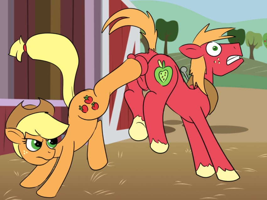 2022 accessory angry animal_genitalia applejack_(mlp) ass ballbusting balls barn big_macintosh_(mlp) blonde_hair blonde_mane brother_(lore) brother_and_sister_(lore) buttsaucer clenched_teeth clothing cock_and_ball_torture cowboy_hat cutie_mark digital_media_(artwork) earth_pony equid equine equine_genitalia female feral freckles friendship_is_magic fur furgonomics genital_torture genitals hair hasbro hat headgear headwear hooves horse kick male mammal mane my_little_pony nutshot nuttyhoof orange_body orange_fur pain plant pony raised_tail red_body red_fur screencap screencap_background sibling_(lore) sister_(lore) tail tail_accessory teeth torture tree wide_eyed yellow_tail