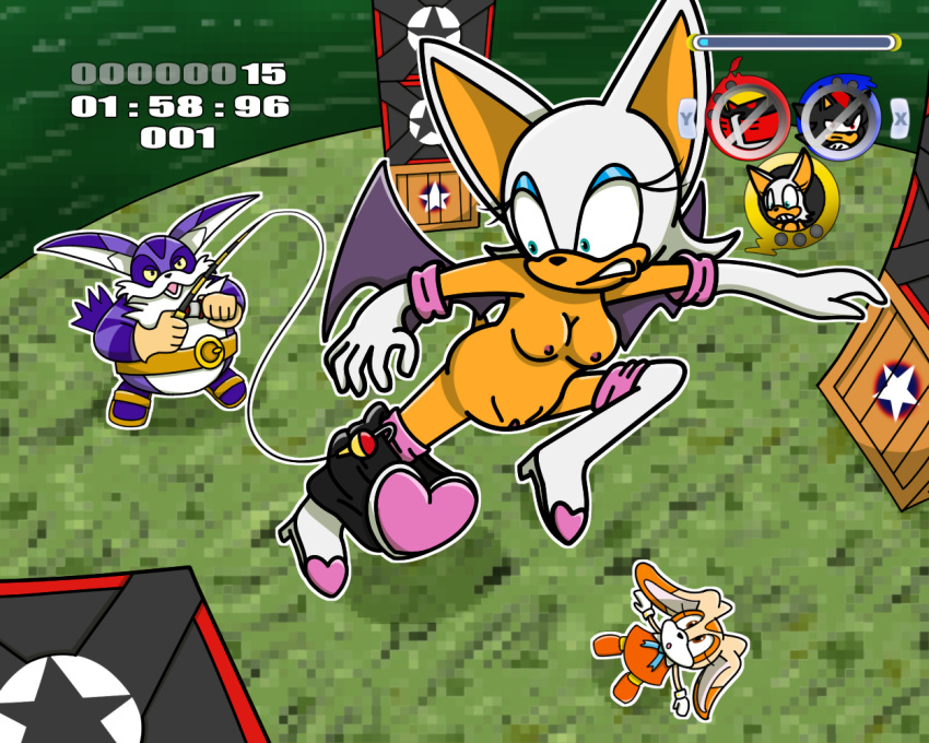 5:4 assisted_exposure bat big_the_cat clothing crate cream_the_rabbit e-123_omega embarrassed felid feline fishing_line fishing_rod himitsu lagomorph leporid mammal rabbit rouge_the_bat rouge_the_bat_(heroes) sega shadow_the_hedgehog sonic_(series) sonic_heroes sonic_the_hedgehog_(series) undressing