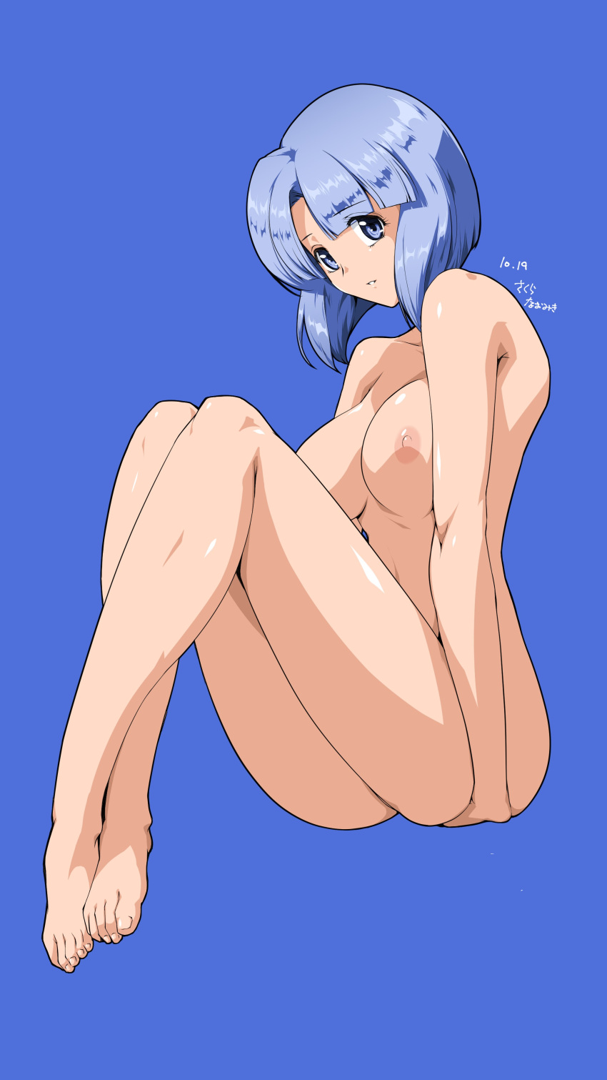 1girls blue_eyes blue_hair female medium_breasts sakura_na_omiki serizawa_miki short_hair super_real_mahjong super_real_mahjong_p3