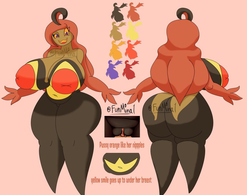 2d 2d_(artwork) ahoge anthro artist_signature ass breasts busty color_palette completely_nude completely_nude_female curvy female funmina gourgeist hair_arms huge_ass huge_breasts humanoid inverted_nipples jack-o'-lantern model_sheet nintendo nude nude_female orange_hair orange_nipples original_character pokémon_(species) pokemon pokemon_xy puffy_nipples pumpkin pussy reference_sheet sarah_(funmina) smile stomach tan_skin thick thick_ass thick_thighs thighs waist