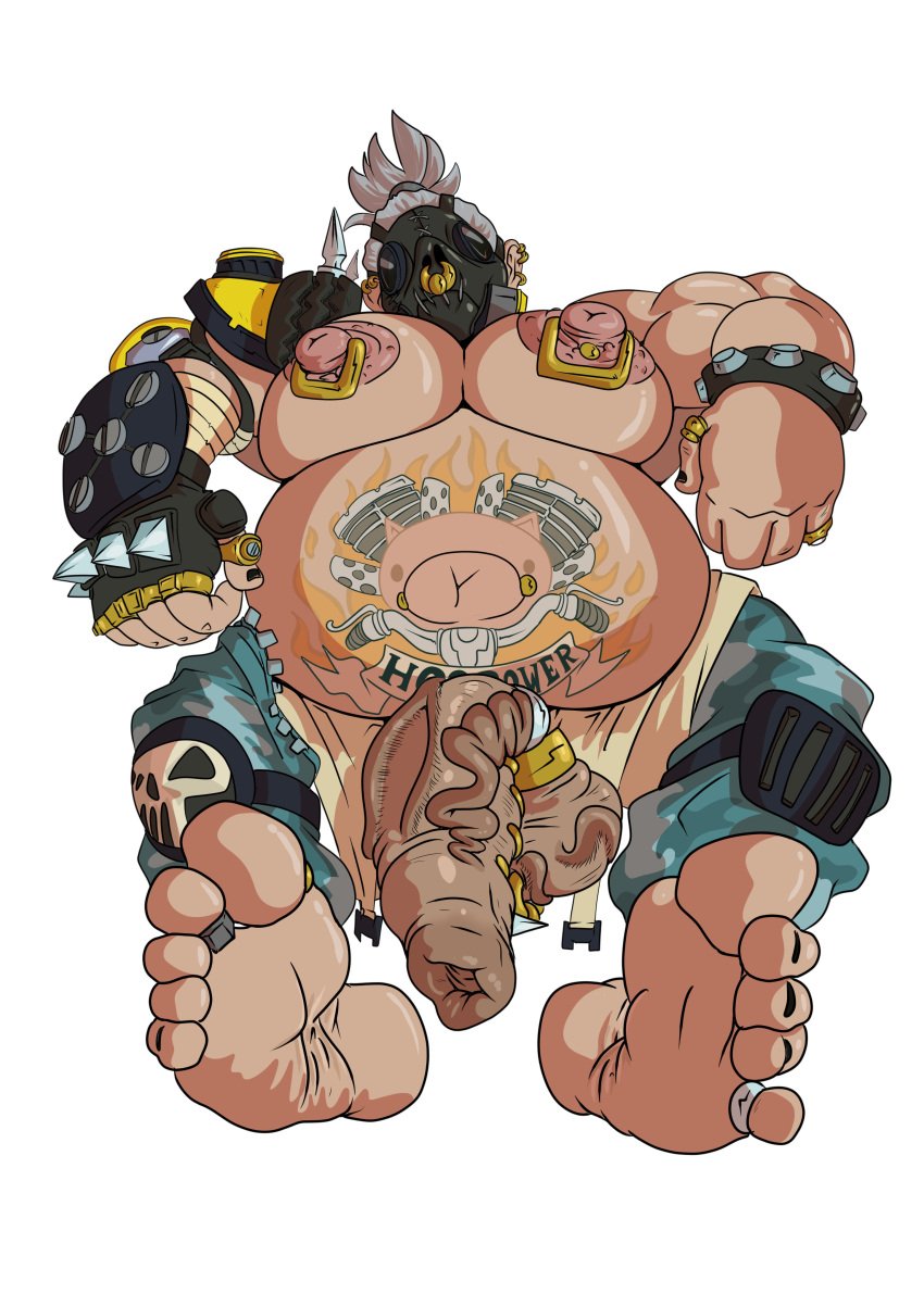 1boy balls barefoot belly big_belly big_feet fat fat_man feet foot_fetish foreskin male male_only obese obese_male overwatch overwatch_2 overweight overweight_male penis roadhog solo solo_male tattoo uncut unretracted_foreskin veiny_penis welderfeatures