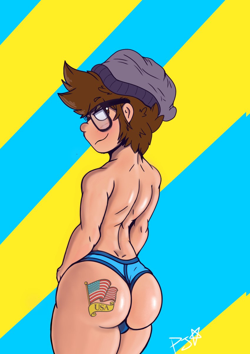 1boy american_flag ass ass_focus cartoonizando femboy glasses looking_back male male_only matt_(cartoonizando) thick_thighs thighs united_states_of_america youtube youtube_avatar youtuber