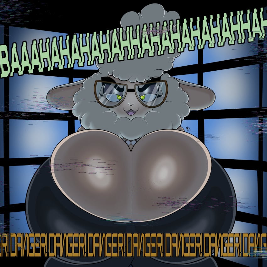 1girls anthro big_breasts bleating breasts busty cleavage clothing dawn_bellwether female female_only glasses huge_breasts large_breasts looking_at_viewer massive_breasts mrxrickyx necklace pearl_necklace sheep solo television text top_heavy zootopia