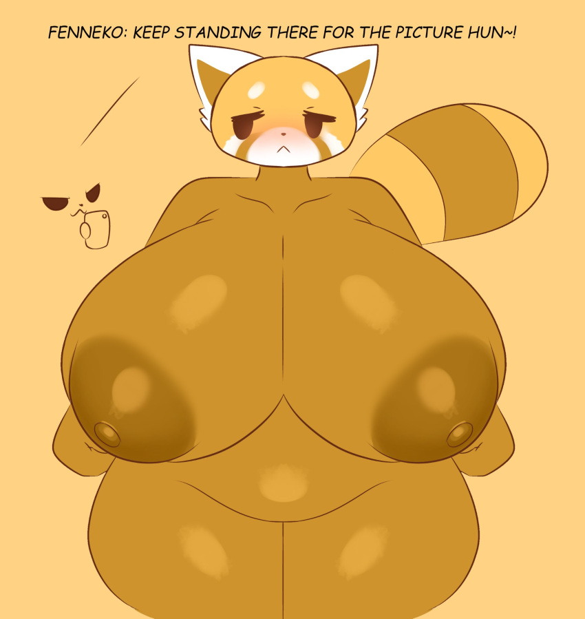 2girls aggressive_retsuko aggretsuko anthro areolae big_breasts blush blushing breast_focus breasts breasts_bigger_than_head breasts_focus english_text fat fat_woman female female_only fenneko huge_breasts large_breasts looking_away looking_back multiple_girls navel nipples nude nude_female offscreen_character orange_body orange_fur phone photo picture pussy red_panda red_panda_ears red_panda_tail retsuko sanrio tail text tha_randomu thick_thighs thighs thighs_bigger_than_head tits white_body wide_hips