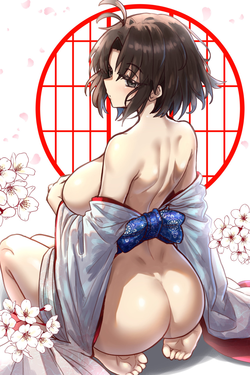 1girls ass breasts brown_hair bubble_butt dat_ass ebora feet female hi_res huge_ass huge_breasts kara_no_kyoukai light-skinned_female light_skin ryougi_shiki short_hair type-moon youngmanisdown