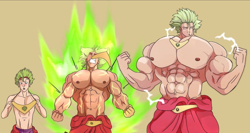 1male broly broly_(dragon_ball_super) dragon_ball dragon_ball_super dragon_ball_z green_hair huge_muscles huge_pecs hyper_muscles legendary_super_saiyan male_only muscle_growth muscles muscular muscular_male shirtless somdude424 tagme transformation transformation_sequence