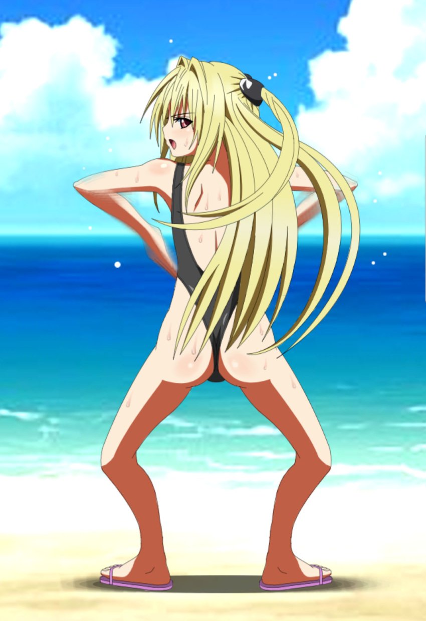 ass body_control female_only femsub golden_darkness haigure hypnosis mind_control open_mouth swimsuit to_love-ru