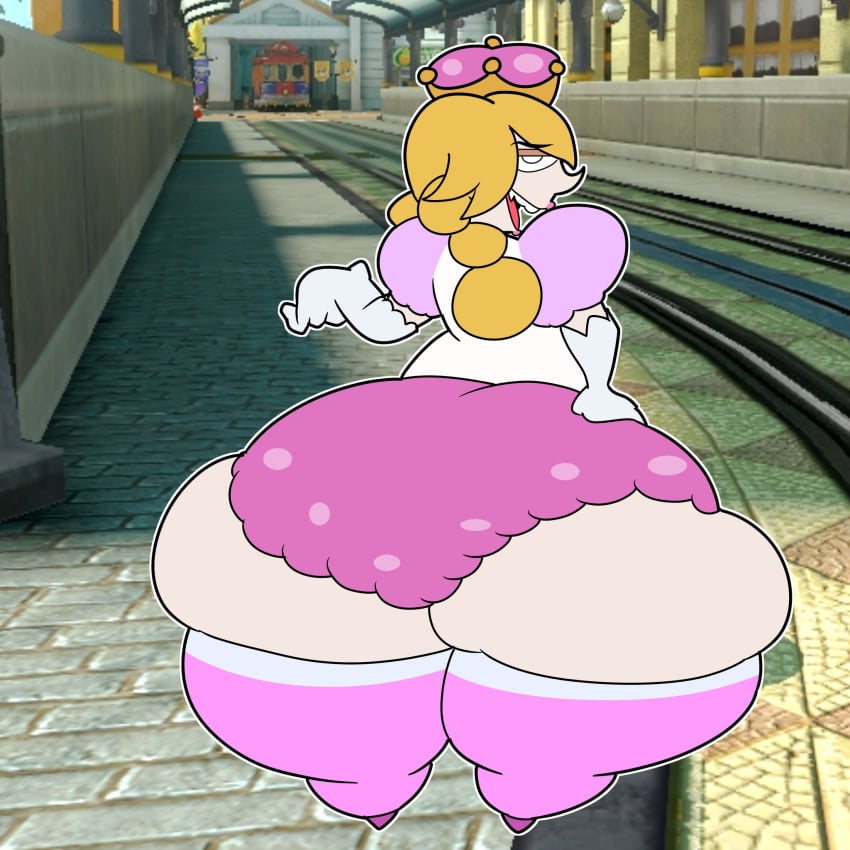 ass_bigger_than_head ass_focus breastless casual casual_nudity dumptruck_ass female female_only huge_ass hyper_ass mario_(series) mario_kart new_super_mario_bros._u_deluxe nintendo peachette public public_nudity shortstack super_crown teaset_haliley teasing toadette