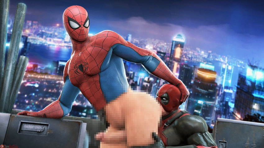 2boys ass censored deadpool domredsins gay male male/male male_only marvel penis rimming sex spider-man spider-man_(series)