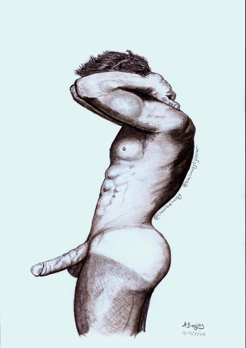 big_cock big_penis cock dick gay gay_male hand_drawn hard_on male male_only muscles muscular naked naked_male pencil_(artwork) pencil_sketch sketch sketches sketches_by_adab the_art_of_lucasg