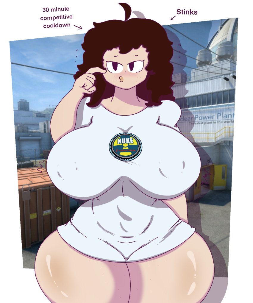 1girls female huge_breasts mimipunc nipples_visible_through_clothing nuke_girl oc original_character thick_thighs