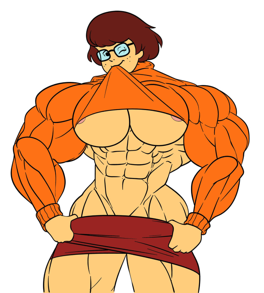 abs biceps big_breasts big_muscles breasts female glasses huge_breasts large_breasts large_muscles muscles muscular muscular_female rssam000 scooby-doo skirt velma_dinkley