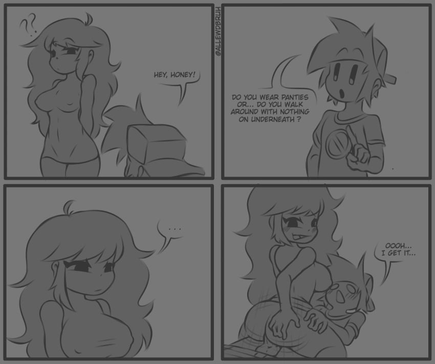 1boy 1girls 4_panel_comic 4koma artist_name ass big_breasts blush boyfriend_(friday_night_funkin) breasts canon_couple comic cowgirl_position dress english_text female_on_top friday_night_funkin girlfriend_(friday_night_funkin) long_hair newgrounds nipples nipples_visible_through_clothing oofts sex text tight_clothing vagina vaginal_penetration vaginal_sex