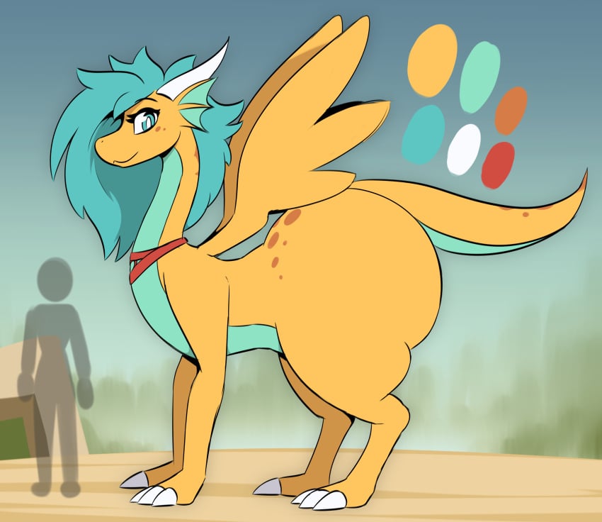 2023 absurd_res ass big_ass big_butt big_claws blue_body blue_eyes blue_hair blue_scales claws collar cute cute_face dragon fangs fat_ass feathered_dragon feathered_wings feathers female feral furry hair hi_res horns huge_ass huge_thighs long_hair looking_at_viewer miso_souperstar model_sheet original_character scalie silhouette smile solo tail thick_thighs two_tone_body western_dragon white_fangs white_horns wings yellow_body yellow_scales yellow_wings