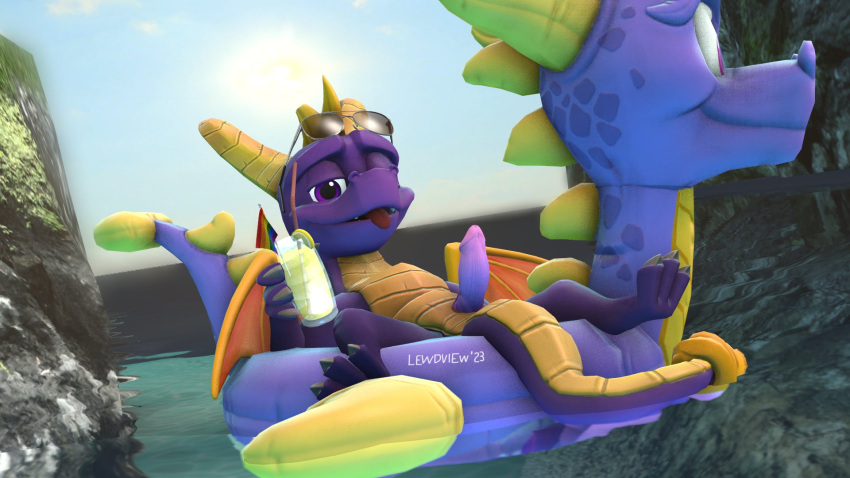 activision claws dragon feral genitals hi_res lewdview looking_at_viewer male penis scalie smile solo spyro spyro_the_dragon tail wings