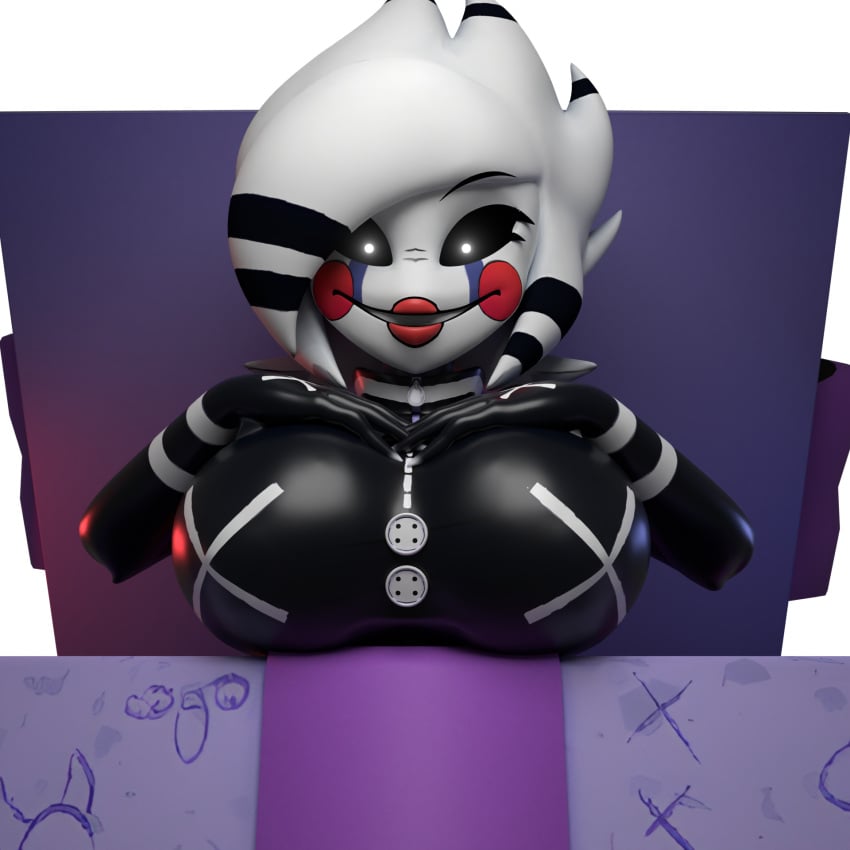 3d big_breasts box cally3d clazzey cryptiacurves drawing fazclaire's_nightclub five_nights_at_freddy's five_nights_at_freddy's_2 fnaf fredina's_nightclub glowing_eyes hand_on_breast ipro69 looking_at_viewer marie_(cally3d) marie_(cryptia) marionette_(fnaf) puppet_(cally3d) puppet_(fnaf) scottgames