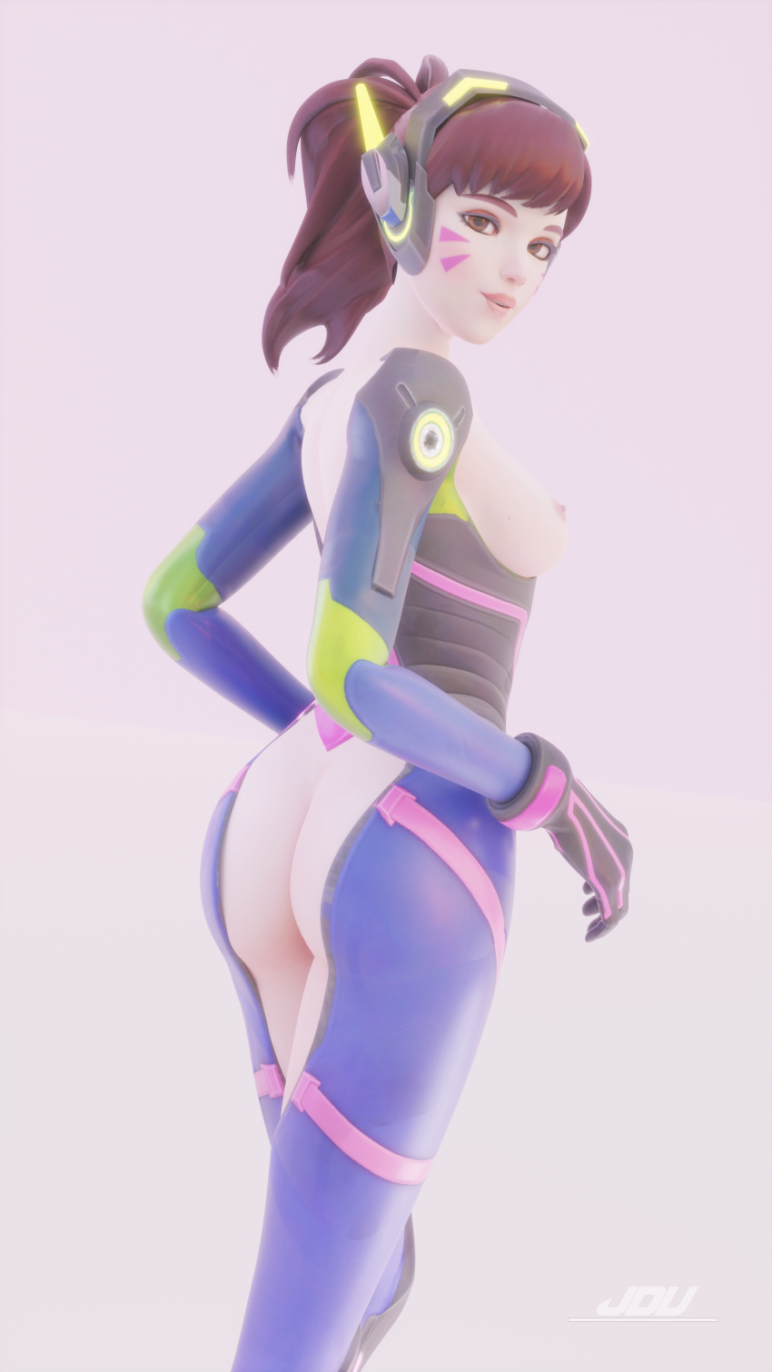 1girls 3d 3d_(artwork) 8k activision alternate_costume ass blender_(software) blizzard_entertainment breasts breasts_out brown_eyes brown_eyes_female brown_hair brown_hair_female butt d.va exposed exposed_ass exposed_breasts female female_focus female_only focus hana_song happy jdv korean korean_female latex light-skinned_female light_skin nano_d.va nipples no_bra no_panties overwatch overwatch_2 partially_clothed