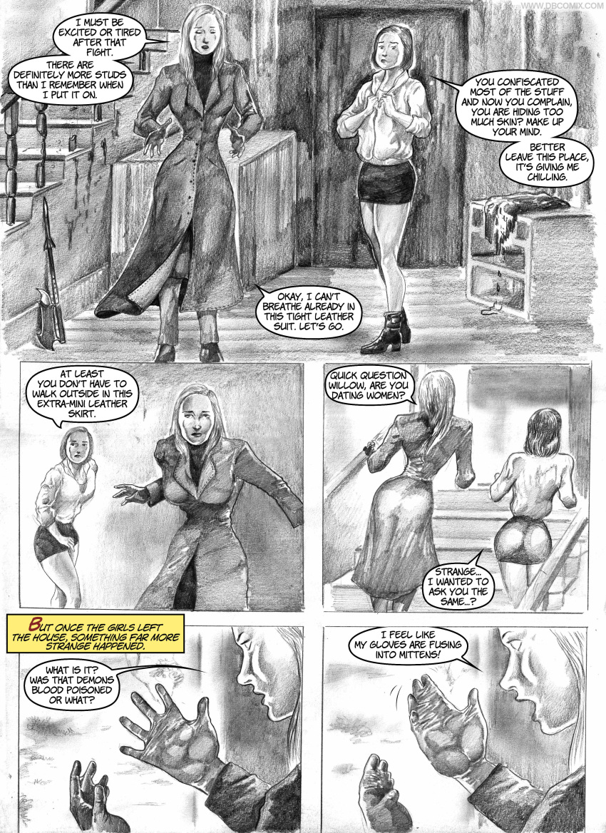 buffy_summers buffy_the_vampire_slayer cloth comics dbcomix dracowhip female female_only fetish helpless human human_only humiliation leather living_clothes parody transformation