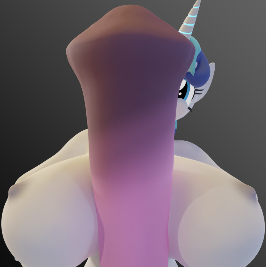 1futa 3d 3d_(artwork) animal_genitalia animal_penis anthro blue_eyes blue_hair breasts equine equine_genitalia equine_penis eyelashes friendship_is_magic futanari gynomorph hasbro horn intersex kamimation my_little_pony penis rule_63 shining_armor_(mlp) smile unicorn white_body