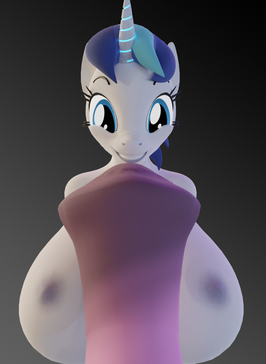 1futa 3d 3d_(artwork) animal_genitalia animal_penis anthro blue_eyes blue_hair breasts equine equine_genitalia equine_penis eyelashes friendship_is_magic futanari gynomorph hasbro horn intersex kamimation my_little_pony penis rule_63 shining_armor_(mlp) smile unicorn white_body