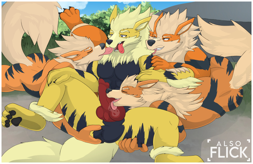 absurd_res anthro arcanine barazoku generation_1_pokemon hi_res male male/male muscular nintendo outbreak pokemon pokemon_(species) shiny_(disambiguation)