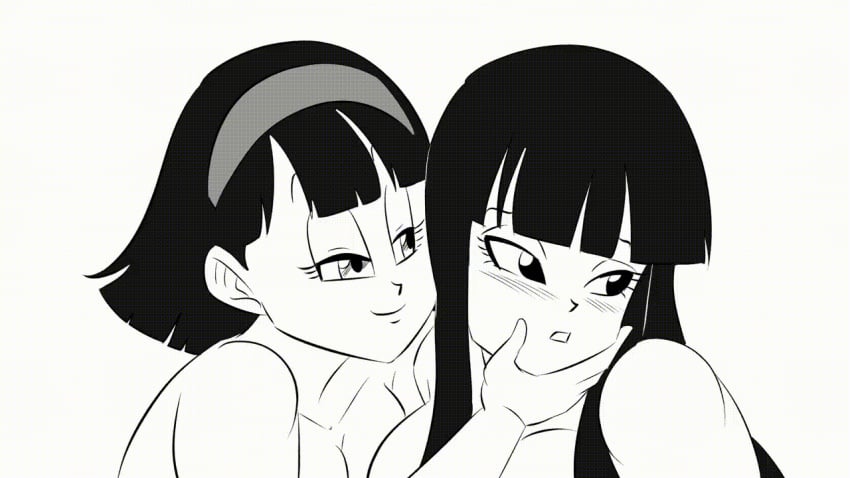 2girls animated black_hair coercion completely_nude cum cum_in_mouth cumming_in_mouth dragon_ball dragon_ball_super ejaculation embarrassed embarrassed_nude_female erect_nipples facial female female_focus female_only funsexydragonball future_mai hairband holding_another's_head imminent_sex large_breasts long_hair looking_at_viewer looking_away mai_(dragon_ball) multiple_girls naughty_face naughty_smile nipples nude seductive_eyes seductive_look short_hair smile thick_thighs unseen_male videl videl_(dragon_ball_super)