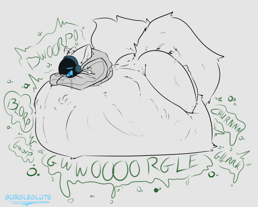 ambiguous_gender anthro belly big_belly bottomless buddy(gurglegluts) bulge burping clothed clothing curvy_figure digestion group gurglegluts hi_res hoodie hoodie_only imprint machine male multiple_prey protogen same_size_vore topwear topwear_only voluptuous vore