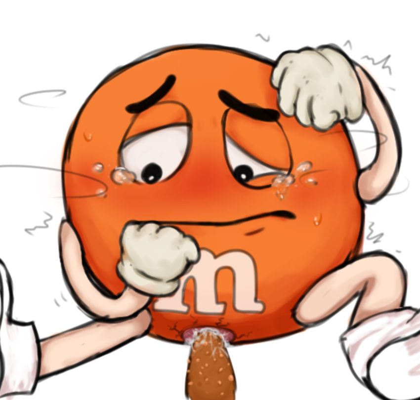 blush circle_head crying cum greasychickenwings m&m's male/male mars_incorporated non-human non-human_only object_head orange_(m&m's) penis_in_ass toony