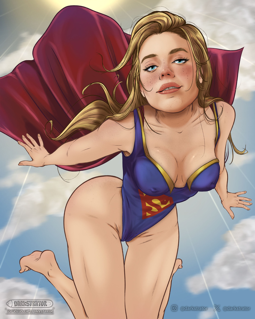 actress blonde_hair breasts celebrity cleavage darkstrator dc dc_comics dc_extended_universe dceu feet legs leotard milly_alcock patreon skirt supergirl supergirl_(dceu) supergirl_(milly) supergirl_(series) superman_(series) superman_legacy