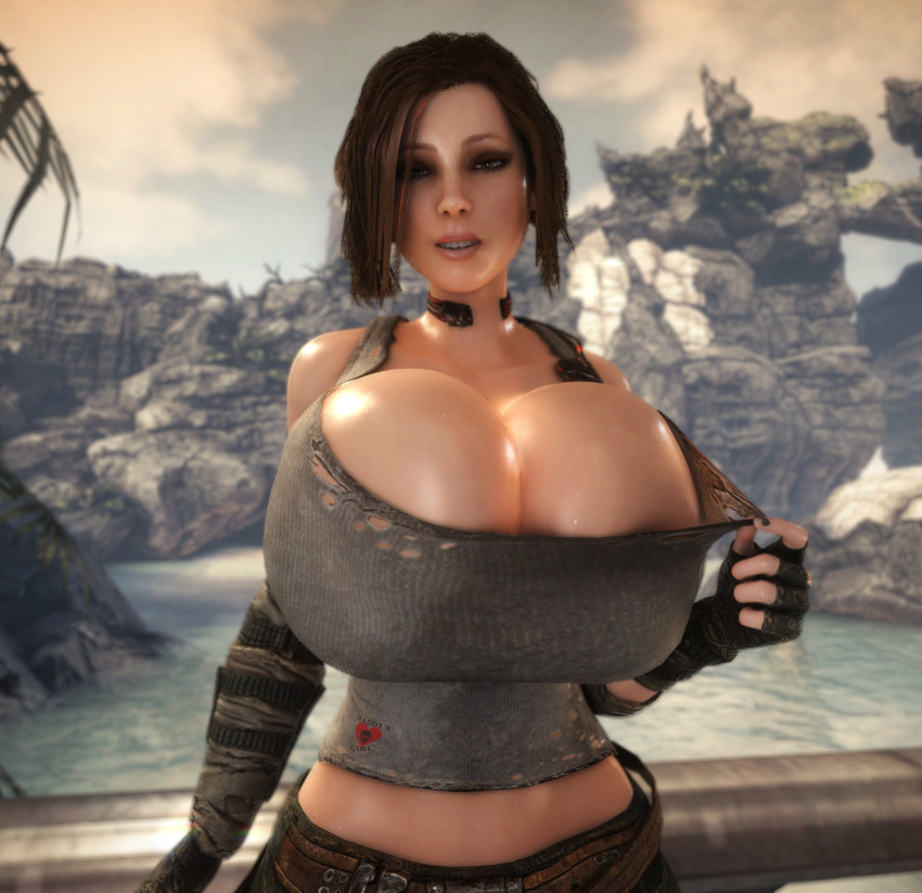 1girls 3d 3d_(artwork) alternate_breast_size breasts breasts_bigger_than_head breasts_bigger_than_torso breasts_focus brown_hair bulletstorm cleavage clothed clothed_female electronic_arts enormous_breasts epic_games female female_only female_solo gigantic_breasts huge_breasts human human_female human_only hyper hyper_breasts looking_at_viewer massive_breasts people_can_fly shirt_pull solo solo_female top_heavy top_heavy_breasts trishka_novak upper_body vaako